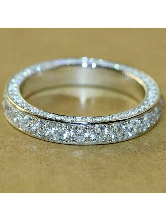 Eternity Anniversary Band 2.2 Ct Round Lab Created Diamond 14K White Gold Plated