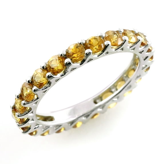 Eternity Band 2.74 Ctw Round Orange Sapphire Gemstone 925 Sterling Silver Women Stacking Ring GIFT FOR HER Size US- 4