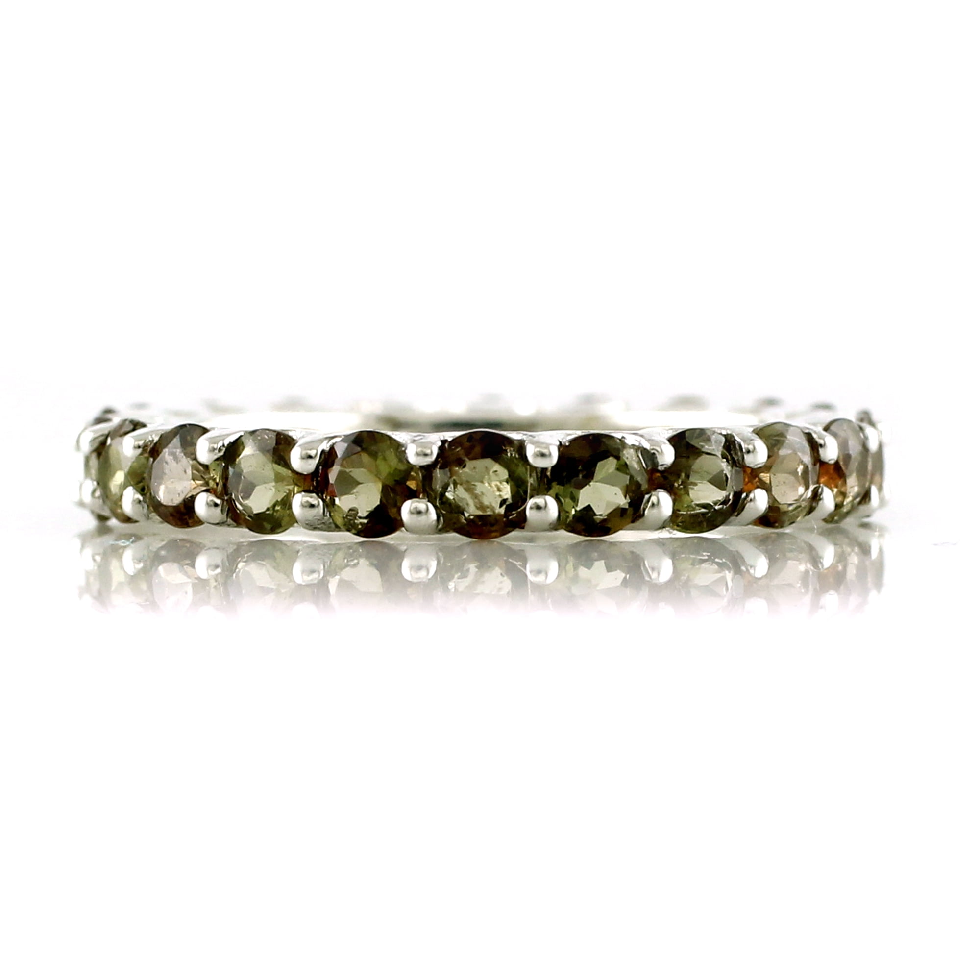 Vagmine 2mm Black Spinel Full Eternity Ring - 925 Sterling Silver, Gold Plated, Women's Band
