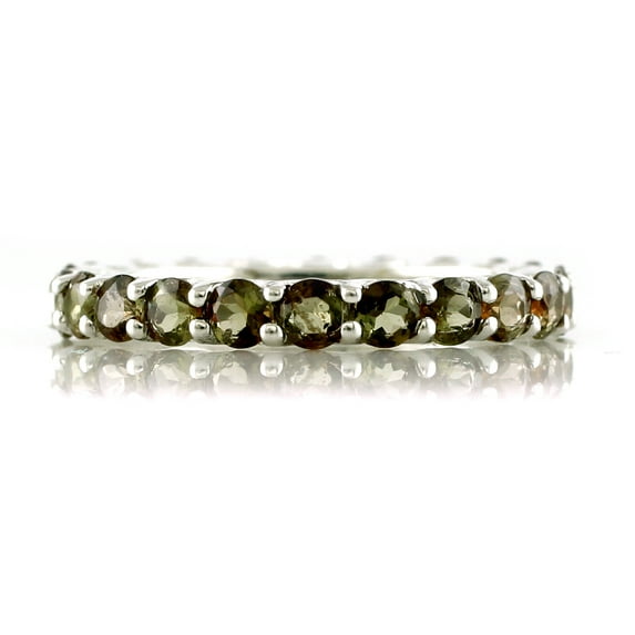 Eternity Band 3.47 Ctw Round Andalusite Gemstone 925 Sterling Silver Women Stacking Ring GIFT FOR HER Size US- 6.5