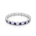 thumbnail image 1 of Eternity Band 925 Sterling Silver Round 1.10 Ctw Natural Tanzanite Gemstone Women Wedding Engagement Ring, Graduation Day Gift For Her, 1 of 1