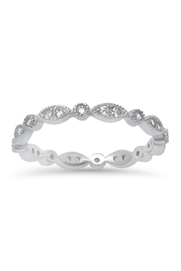 Eternity Band Designer Clear Cubic Zirconia Ring .925 Sterling Silver White Jewelry Female Size 10