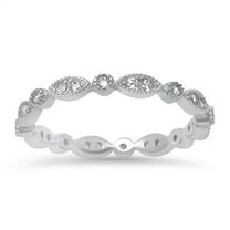 Eternity Band Designer Clear Cubic Zirconia Ring .925 Sterling Silver White Jewelry Female Size 10