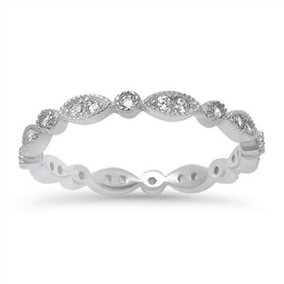 Eternity Band Designer Clear Cubic Zirconia Ring .925 Sterling Silver White Jewelry Female Size 10