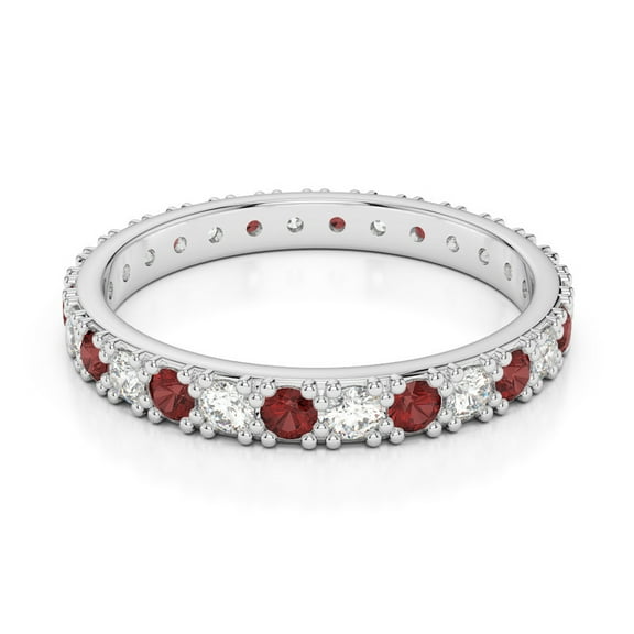 Eternity Band Round 2.5 Ctw Red Garnet Natural Gemstone 925 Sterling Silver Women Engagement Ring, Stackable Promise Ring Gift For Her_8