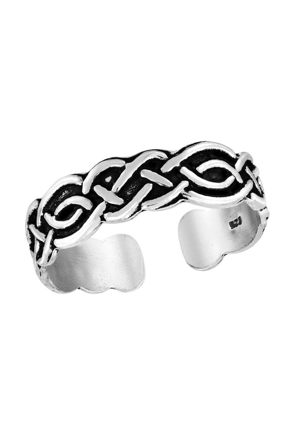 Eternity Celtic Weave Knot Vines Sterling Silver Toe or Pinky Ring