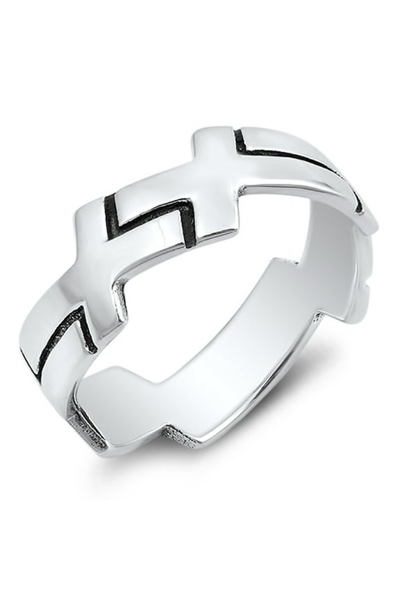 Eternity Cross Wrap Christian Purity Ring .925 Sterling Silver Band Jewelry Female Male Size 7