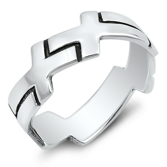 Eternity Cross Wrap Christian Purity Ring .925 Sterling Silver Band Jewelry Female Male Size 8