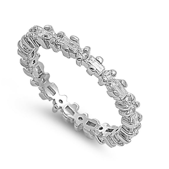 Eternity Cubic Zirconia Ring Sterling Silver 925