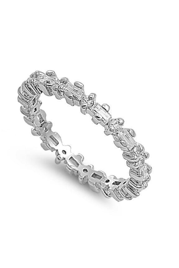 Eternity Cubic Zirconia Ring Sterling Silver 925