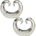 thumbnail image 1 of Eternity Double Curled Wave Sculpture, Set of 2, Modern Art, Silver Titanium Glazed Ceramic Stoneware, 8 1/4 Inches, Abstract Table Top Accent, 1 of 6