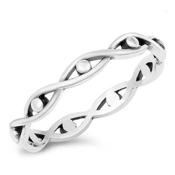 Eternity Eye Stacking Wholesale Ring .925 Sterling Silver Band Jewelry Female Male Unisex Size 4