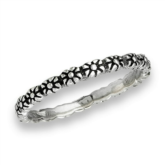 Eternity Flower Stackable Plumeria Ring .925 Sterling Silver Band Jewelry Female Male Unisex Size 3