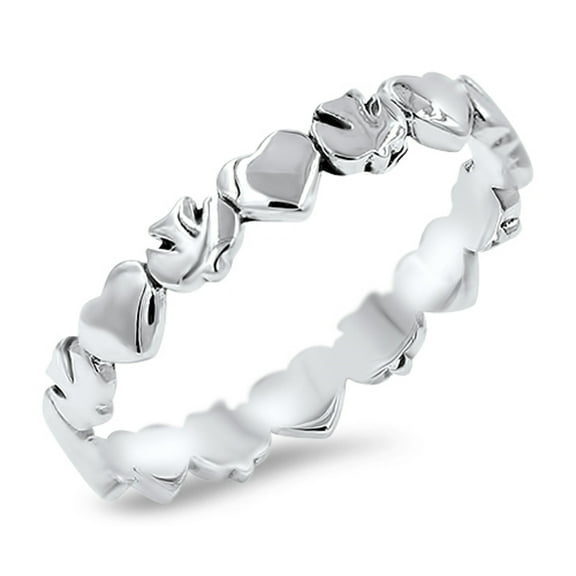 Eternity Heart Dove Christian Stackable Ring 925 Sterling Silver Band Jewelry Female Male Size 9