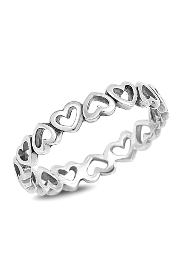 Eternity Heart Love Promise Ring .925 Sterling Silver Band Jewelry Female Male Unisex Size 5