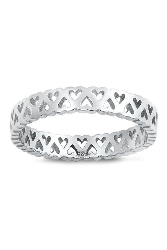 Eternity Heart Purity Promise Stacking Ring .925 Sterling Silver Band Jewelry Female Male Size 6