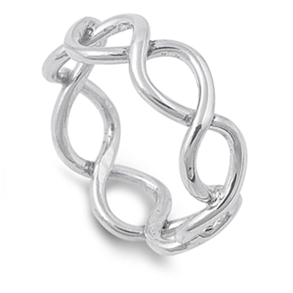 Eternity Infinity Criss Cross Knot Wide Ring 925 Sterling Silver Band Jewelry Female Male Size 7