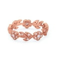 thumbnail image 1 of Eternity Leaf Design Round Ring Rose Tone CZ 925 Sterling Silver Size 10, 1 of 5