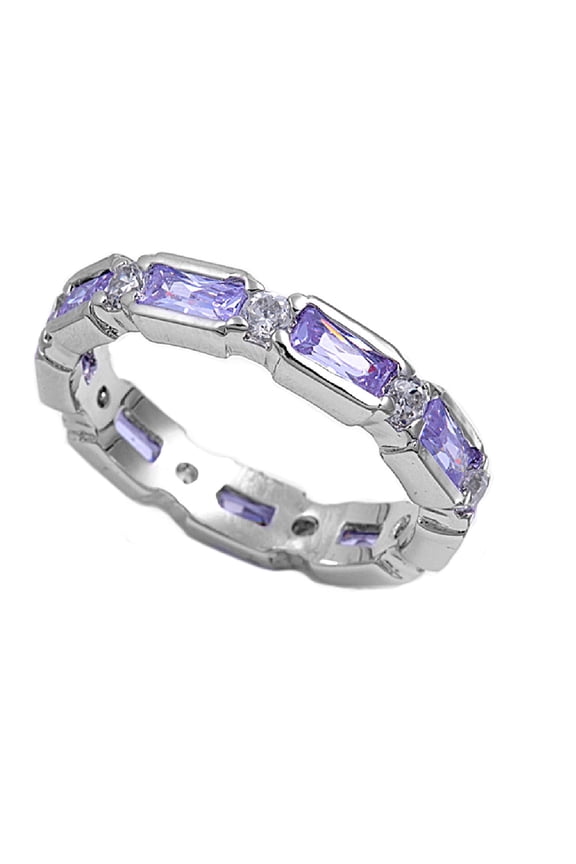 Eternity Links Lavender Cubic Zirconia Ring Sterling Silver 925 Size 9