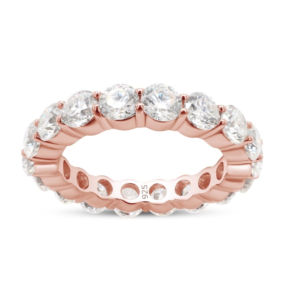Eternity Moissanite Ring, 5cttw D Color Lab Created Diamond 14K Rose Gold Over Sterling Silver Eternity Wedding Band Ring for Women-8