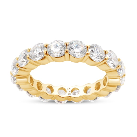 Eternity Moissanite Ring, 5cttw D Color Lab Created Diamond 14K Yellow Gold Over Sterling Silver Eternity Wedding Band Ring for Women-9.5