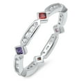 thumbnail image 1 of Eternity Multi-color Cubic Zirconia Ring .925 Sterling Silver Band Jewelry Female Male Unisex Size 5, 1 of 4