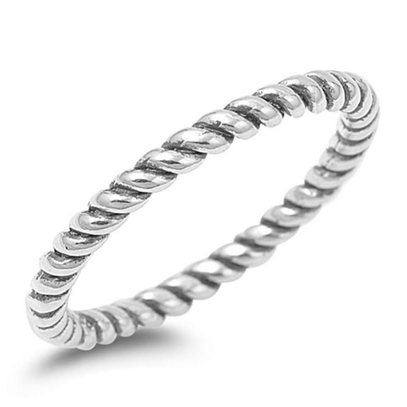 Eternity Oxidized Rope Band Braided Ring .925 Sterling Silver Jewelry Female Male Unisex Size 10