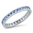 thumbnail image 1 of Eternity Ring Simulated Aquamarine Cubic Zirconia Sterling Silver 925 Size 8, 1 of 3