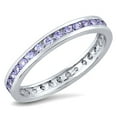 thumbnail image 1 of Eternity Ring Simulated Lavender Cubic Zirconia Sterling Silver 925 Size 5, 1 of 3