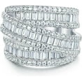 thumbnail image 1 of Eternity Ring Wedding Bands,18K Gold Plated 3 Rows Emerald Cut Lab Diamond Band Rings for Women Men, 1 of 6