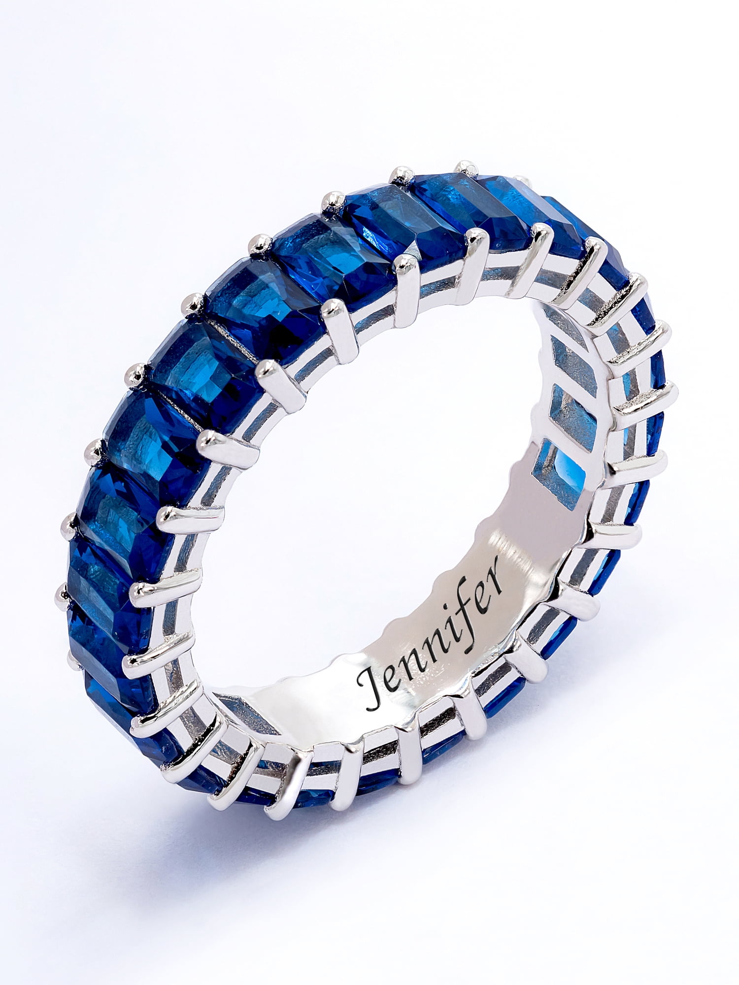 Eternity Ring with Simulated Blue Spinel Birthstones