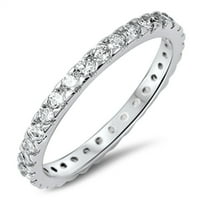 Eternity Stackable Band Clear Cubic Zirconia Ring 925 Sterling Silver White Jewelry Female Size 10
