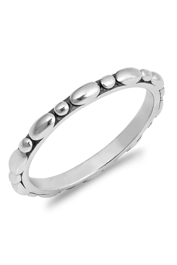 Eternity Stackable Bubble Pebble Thin Ring .925 Sterling Silver Band Jewelry Female Male Size 9