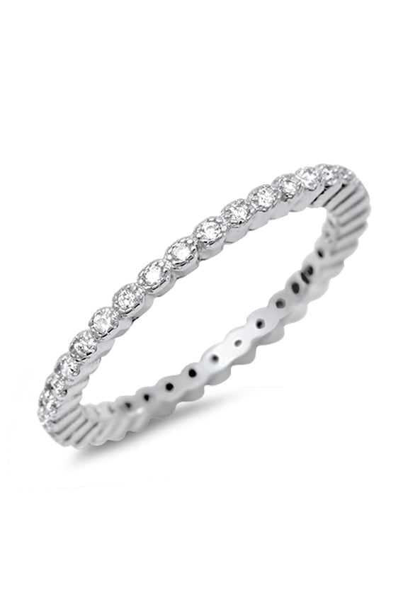Eternity Stackable Clear CZ Promise Ring 925 Sterling Silver Band White Jewelry Female Size 9