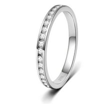 Eternity Stainless Steel (316L) Stackable Band Ring Cubic Zirconia (CZ) Wedding Band Ring 2.2mm Wide