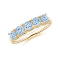 thumbnail image 1 of Eternity Style 1.00 Ctw Aquamarine 925 Silver Yellow Plated Women Promise Ring, 1 of 4