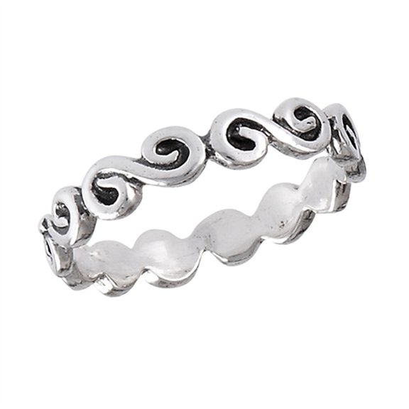 Eternity Swirl Infinity Stackable Ring .925 Sterling Silver Band Jewelry Female Male Unisex Size 6