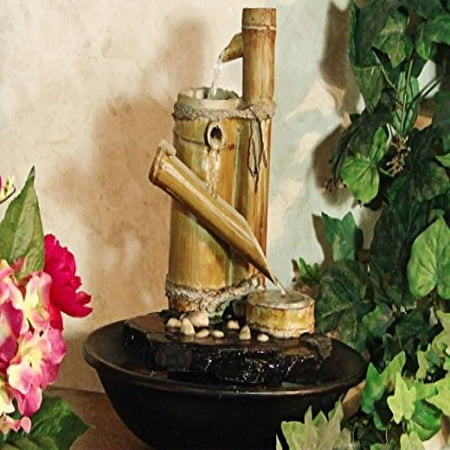 Alpine Corporation TT4278 Bamboo Slide Eternity Tabletop Fountain