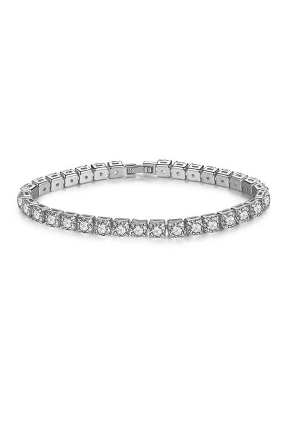 Eternity Tennis Bracelets for Women White Gold Plated White Cubic Zirconia CZ 7.5" B-2019101009