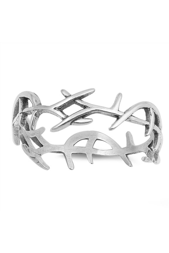 Eternity Thorn Tree Vine Branch Ring .925 Sterling Silver Band Jewelry Female Male Unisex Size 7