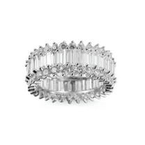 Eternity Topaz Princess Cut CZ Luxury Womens White Gold Filled Wedding Band Ring