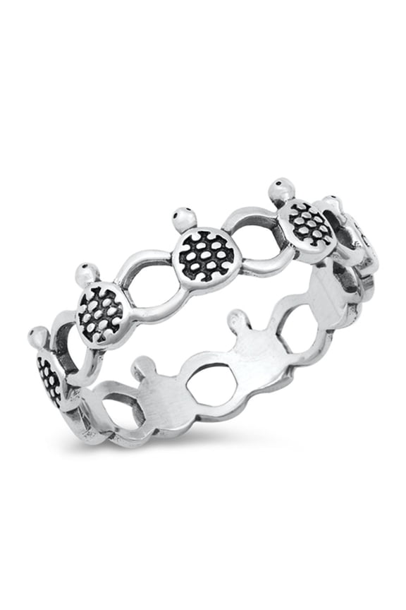 Eternity Turtle Infinity Ring .925 Sterling Silver Band Jewelry Female Male Unisex Size 8