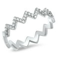 thumbnail image 1 of Eternity Wave Chevron Pointed Clear CZ Ring .925 Sterling Silver Band White Female Size 4, 1 of 4