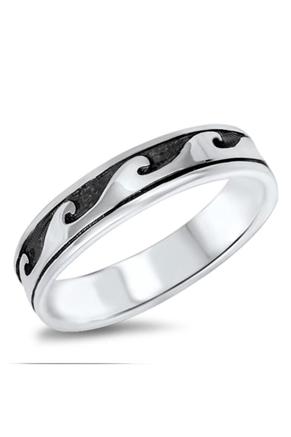 Eternity Wave Ocean Surfing Ring 925 Sterling Silver Band Jewelry Female Male Unisex Size 4