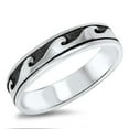 thumbnail image 1 of Eternity Wave Ocean Surfing Ring 925 Sterling Silver Band Jewelry Female Male Unisex Size 6, 1 of 4