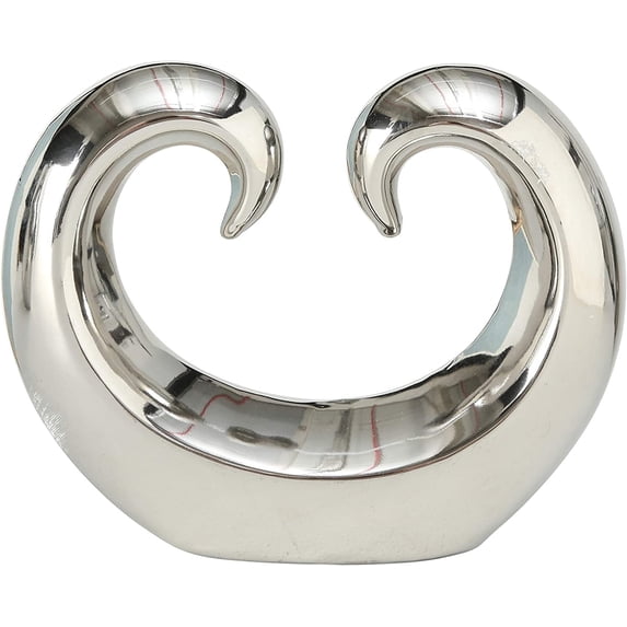 Eternity Wave Sculpture, Modern Art Sculpture, Silver Titanium Glazed, Ceramic Stoneware, 8.25 inches