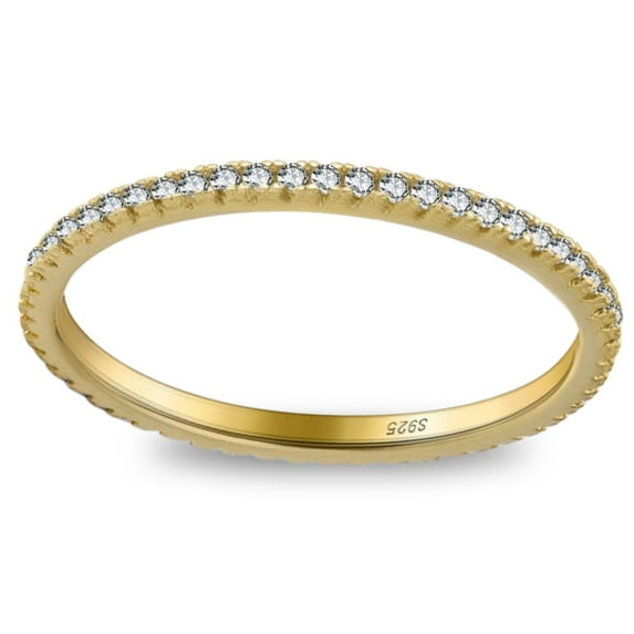 Eternity Wedding Band for Women Cubic Zirconia Sterling Silver Stacking Rings Ginger Lyne Collection