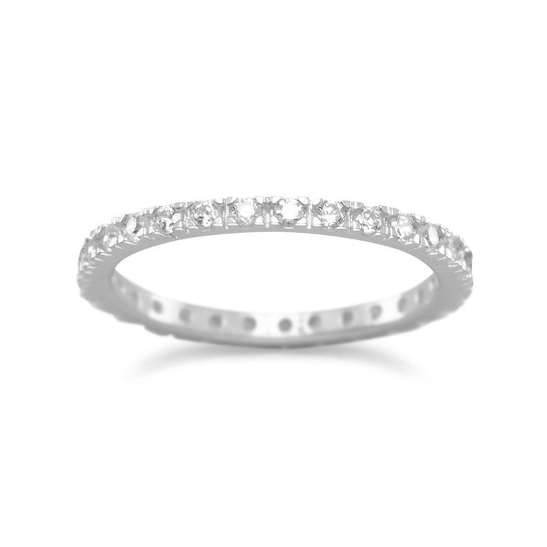 Eternity Wedding Band with Cubic Zirconia Rhodium on Sterling Silver Nontarnish Eternity Wedding Band with Cubic Zirconia Rhodium on Sterling Silver Nontarnish