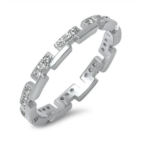 Eternity White CZ Wholesale Ring .925 Sterling Silver Stackable Band Jewelry Female Size 8
