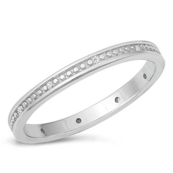 Eternity White Cubic Zirconia Promise Stacking Ring .925 Sterling Silver Band Jewelry Female Size 6